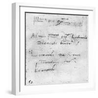 Leonardo Da Vinci's Handwriting-Leonardo da Vinci-Framed Giclee Print