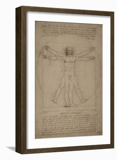 Leonardo Da Vinci's Vitruvian Man, Circa 1490-Stocktrek Images-Framed Art Print