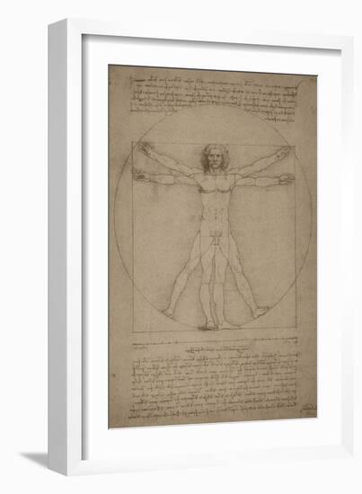 Leonardo Da Vinci's Vitruvian Man, Circa 1490-Stocktrek Images-Framed Art Print