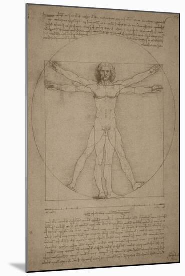 Leonardo Da Vinci's Vitruvian Man, Circa 1490-Stocktrek Images-Mounted Art Print