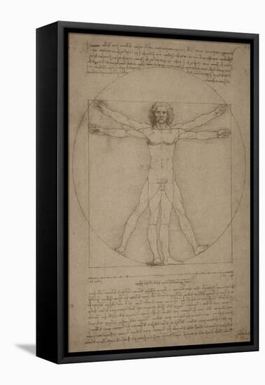 Leonardo Da Vinci's Vitruvian Man, Circa 1490-Stocktrek Images-Framed Stretched Canvas