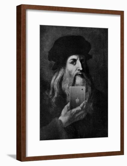 Leonardo Da Vinci Selfie Portrait-null-Framed Poster