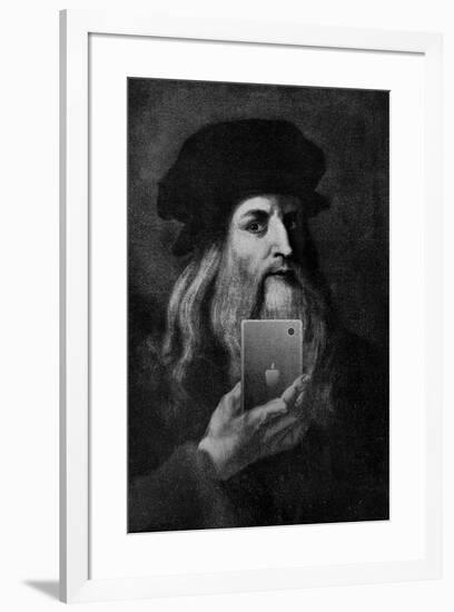 Leonardo Da Vinci Selfie Portrait-null-Framed Poster