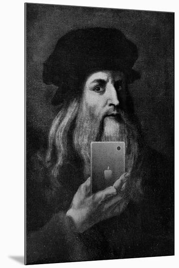 Leonardo Da Vinci Selfie Portrait-null-Mounted Poster