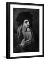 Leonardo Da Vinci Selfie Portrait-null-Framed Art Print