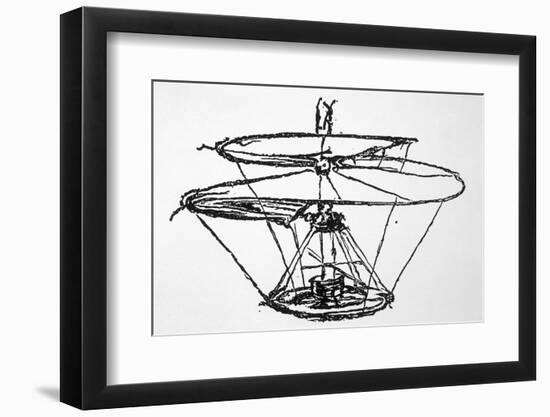 Leonardo Da Vinci Sketch of a Flying Machine-null-Framed Photographic Print