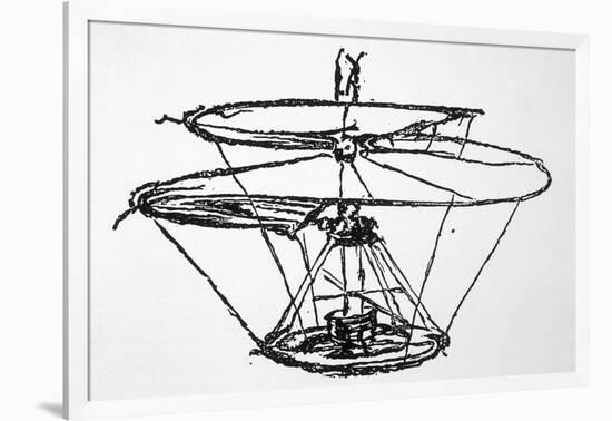 Leonardo Da Vinci Sketch of a Flying Machine-null-Framed Photographic Print