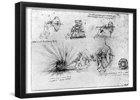 Leonardo da Vinci (Study Sheet) Art Poster Print-null-Framed Poster