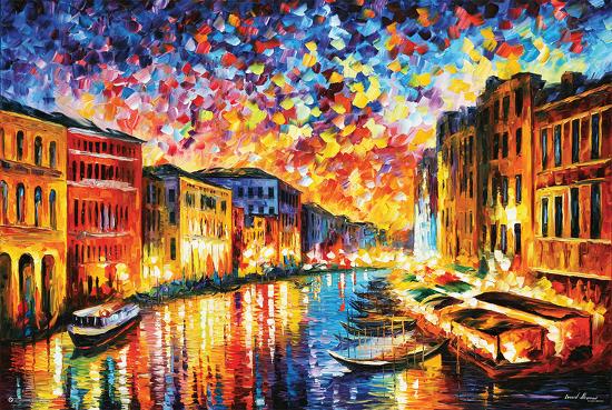 Leonid Afremov - Venice Grand Canal-Leonid Afremov-Lamina Framed Poster