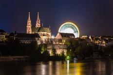 Basel Minster over the Rhine by Night - Switzerland-Leonid Andronov-Photographic Print
