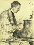 Portrait of Sergei Vasilievich Rachmaninov at the Piano, 1916-Leonid Osipovic Pasternak-Framed Giclee Print