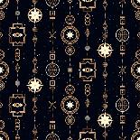 Seamless Pattern with Stars and Magical Golden Garlands. Useful for Wrapping, Web Backgrounds and F-Leonid Zarubin-Framed Art Print