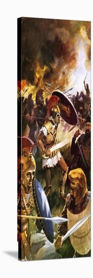 Leonidas and His Troops Fighting to the End-English School-Stretched Canvas