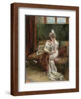 Leonie Garrido Looking at an Album of Prints-Eduardo-leon Garrido-Framed Giclee Print