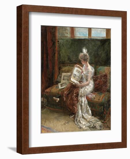 Leonie Garrido Looking at an Album of Prints-Eduardo-leon Garrido-Framed Giclee Print