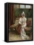 Leonie Garrido Looking at an Album of Prints-Eduardo-leon Garrido-Framed Stretched Canvas