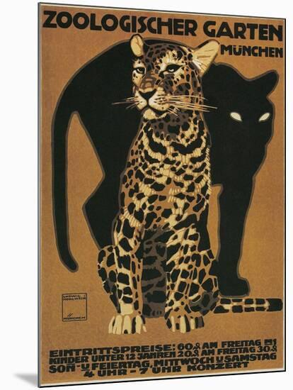 Leopard and Panther, Munich Zoo-null-Mounted Art Print