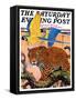 "Leopard and Parrots in Jungle," Saturday Evening Post Cover, September 2, 1933-Paul Bransom-Framed Stretched Canvas