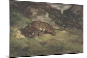 Leopard and Serpent, 1810–75-Antoine Louis Barye-Mounted Giclee Print