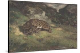 Leopard and Serpent, 1810–75-Antoine Louis Barye-Stretched Canvas