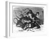 Leopard Attack on Zoo Keeper, 1870-null-Framed Art Print