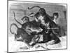 Leopard Attack on Zoo Keeper, 1870-null-Mounted Art Print