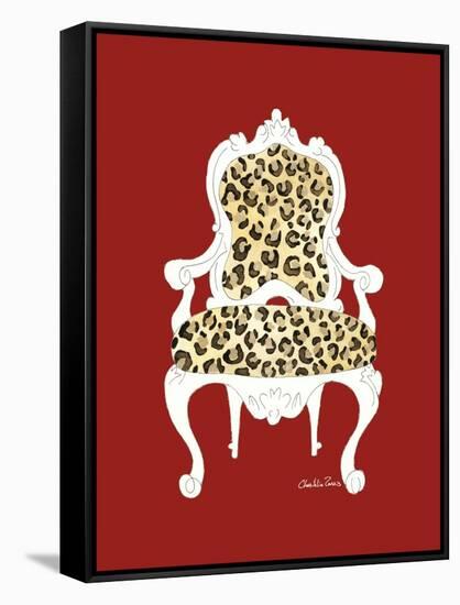 Leopard Chair on Red-Chariklia Zarris-Framed Stretched Canvas