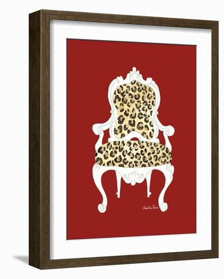 Leopard Chair on Red-Chariklia Zarris-Framed Art Print