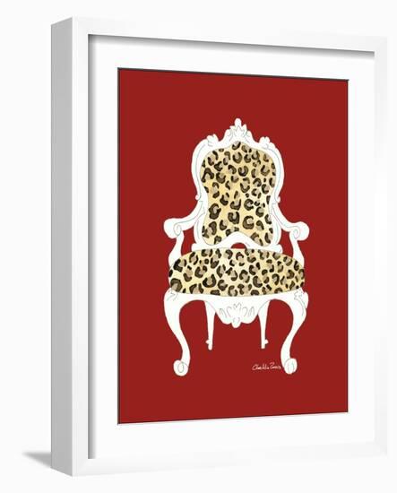 Leopard Chair on Red-Chariklia Zarris-Framed Art Print