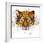 Leopard Illustration with Splash Watercolor Textured Background-Dabrynina Alena-Framed Art Print