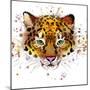 Leopard Illustration with Splash Watercolor Textured Background-Dabrynina Alena-Mounted Art Print