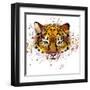 Leopard Illustration with Splash Watercolor Textured Background-Dabrynina Alena-Framed Art Print