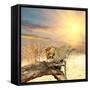 Leopard on Tree at Dawn-Andrushko Galyna-Framed Stretched Canvas