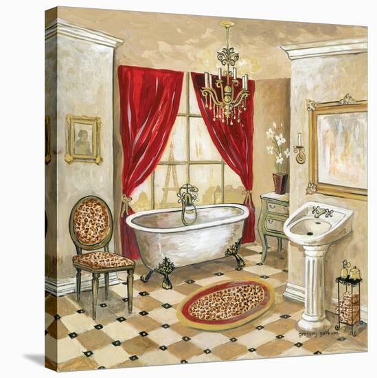 Leopard Parisian Bath-Gregory Gorham-Stretched Canvas