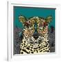 Leopard Queen Teal-Sharon Turner-Framed Art Print