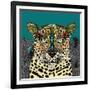 Leopard Queen Teal-Sharon Turner-Framed Art Print