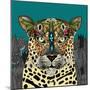 Leopard Queen Teal-Sharon Turner-Mounted Art Print