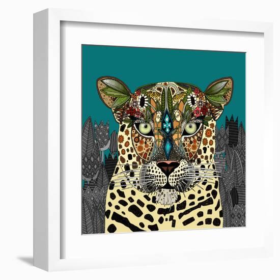 Leopard Queen Teal-Sharon Turner-Framed Art Print