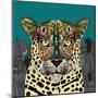 Leopard Queen Teal-Sharon Turner-Mounted Art Print
