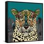 Leopard Queen Teal-Sharon Turner-Framed Stretched Canvas