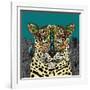 Leopard Queen Teal-Sharon Turner-Framed Art Print