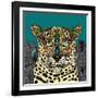 Leopard Queen Teal-Sharon Turner-Framed Art Print