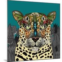 Leopard Queen Teal-Sharon Turner-Mounted Art Print