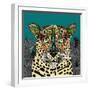 Leopard Queen Teal-Sharon Turner-Framed Art Print