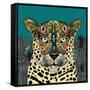 Leopard Queen Teal-Sharon Turner-Framed Stretched Canvas