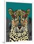 Leopard Queen Teal-Sharon Turner-Framed Art Print