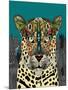 Leopard Queen Teal-Sharon Turner-Mounted Art Print