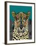 Leopard Queen Teal-Sharon Turner-Framed Art Print