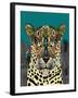 Leopard Queen Teal-Sharon Turner-Framed Art Print