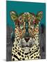 Leopard Queen Teal-Sharon Turner-Mounted Art Print